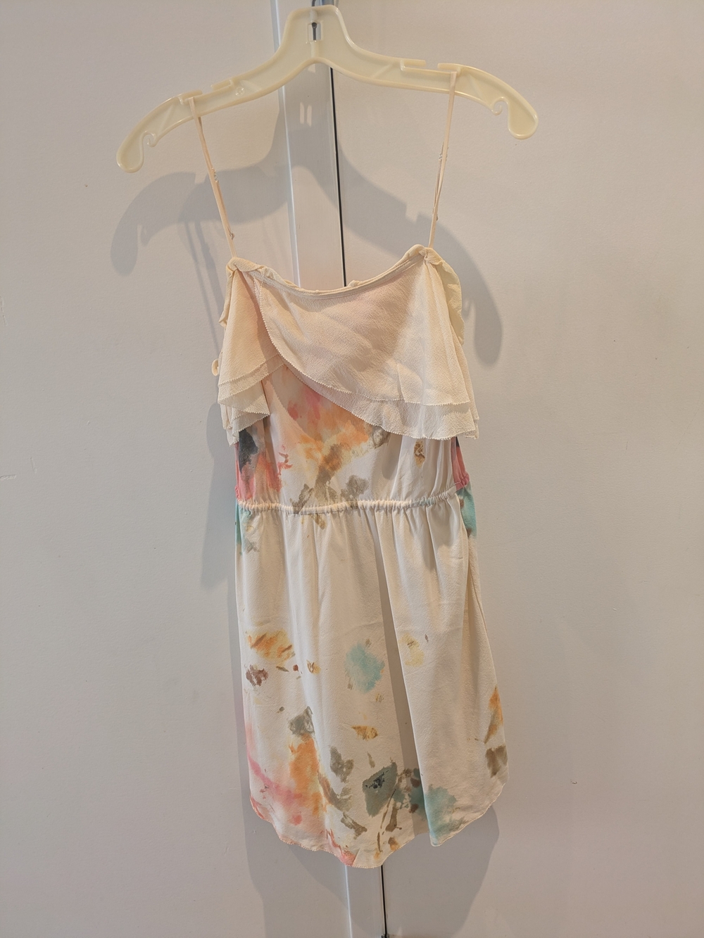 Wilfred Cream Watercolor-Print Spaghetti-Strap Dress